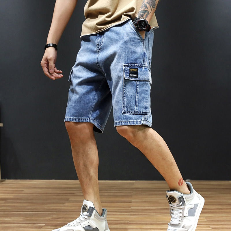 Denim-Shorts für Männer mit geraden Taschen - Tomás