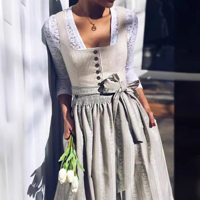 Damen Oktoberfest Dirndl Kleid mit quadratischem Ausschnitt - Margarethe