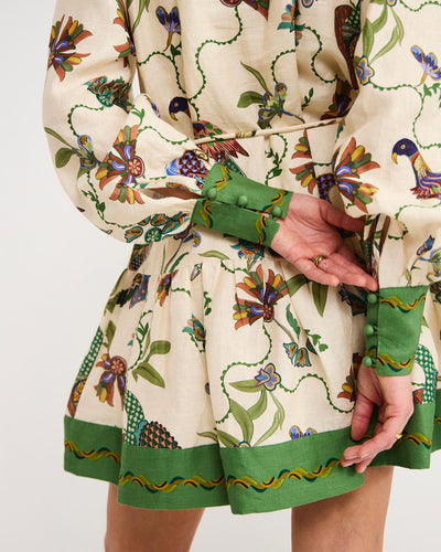 Visina - Langärmeliges Minikleid mit Vintage-Flip-Print