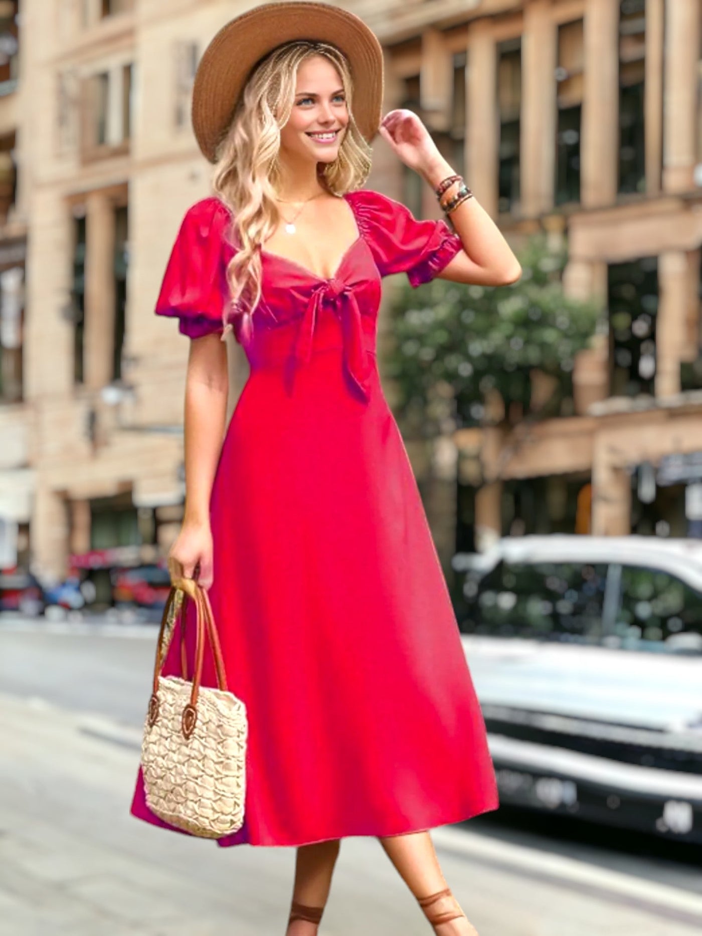 Selene - Midikleid mit Puffärmeln