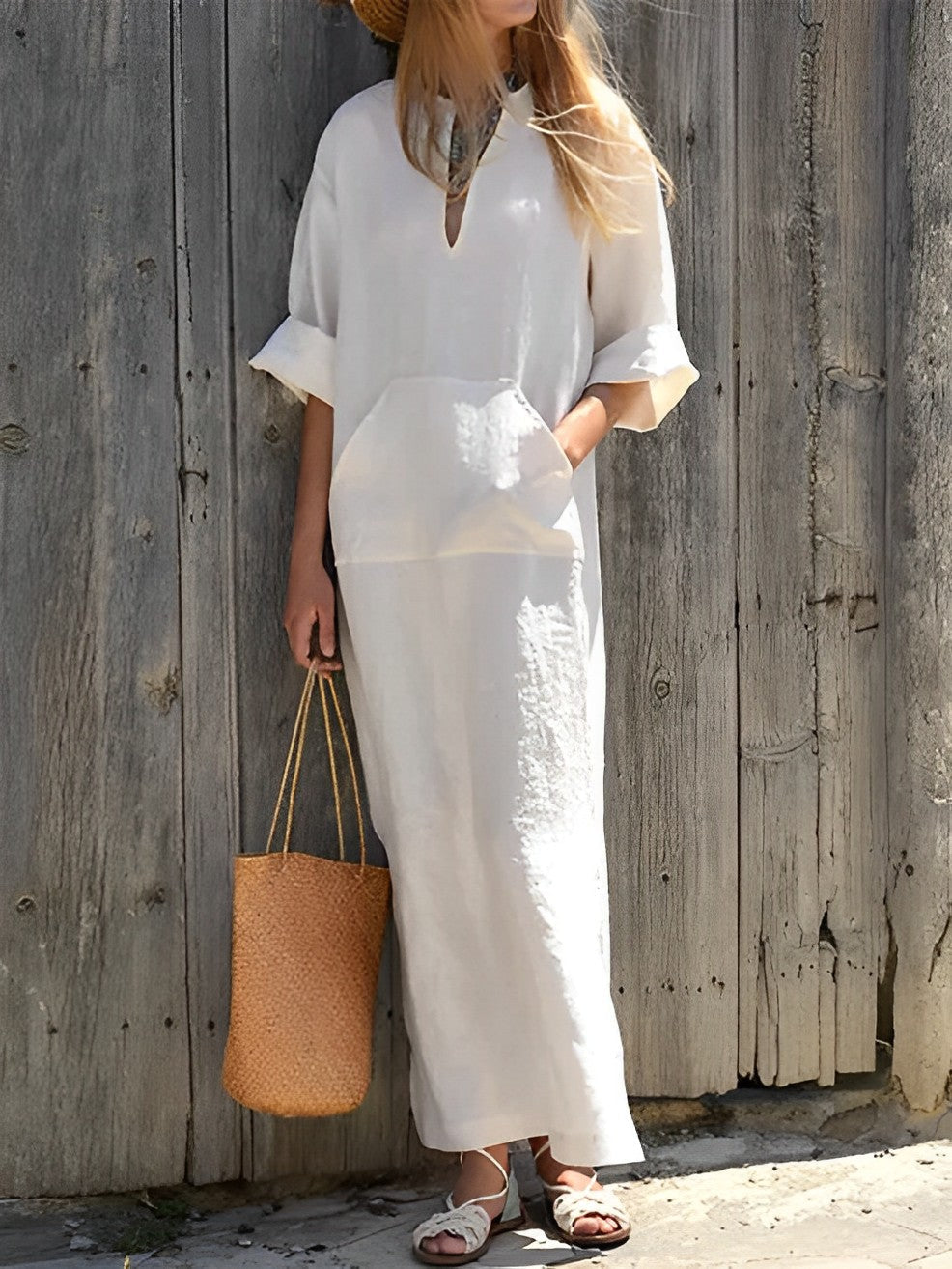 Nella- Langes Maxikleid mit Sommerschlitz