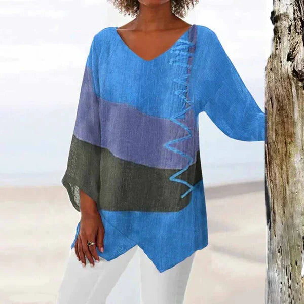 Eladie – Stylisches dreifarbiges Damen-Shirt mit lockerer Passform
