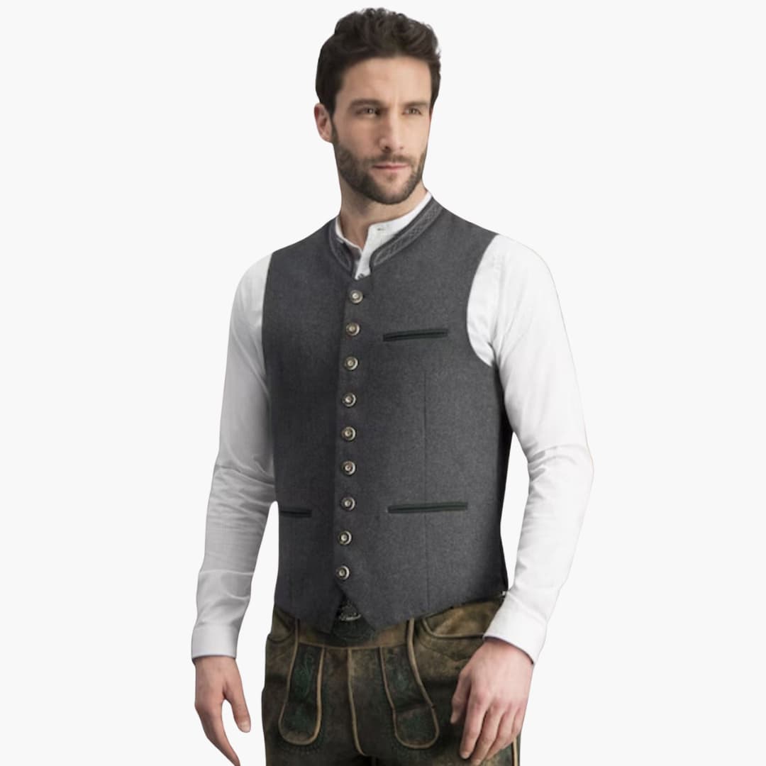 Elegante Herren Trachtenweste mit Stehkragen - Karl
