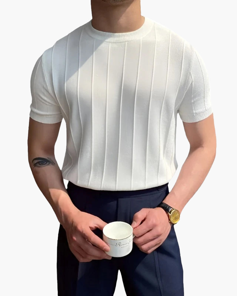 Herren Geripptes T-Shirt – Lässig & Atmungsaktiv