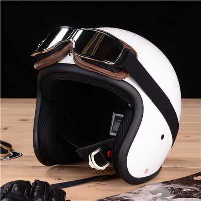 Vintage Leder Motorradbrille