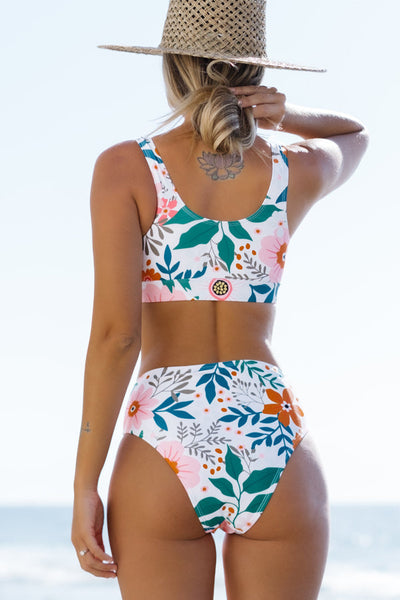 Ocean Chic - Bikini-Set mit Blumenmuster und Knotenfront