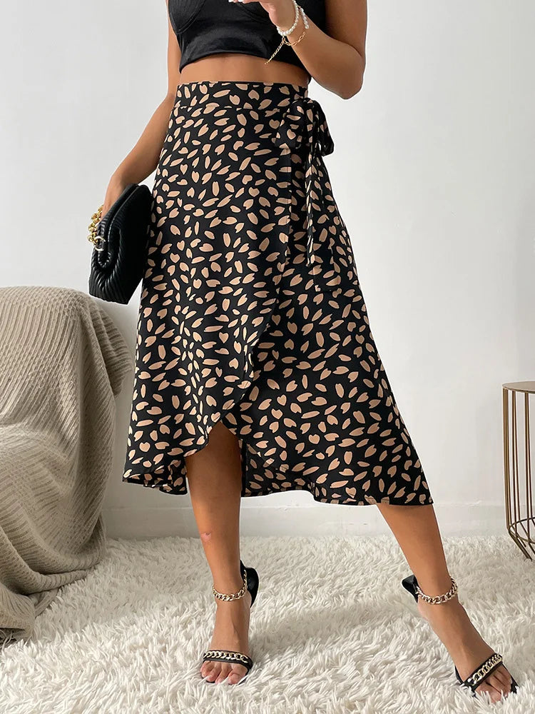 Damen Wickelrock Boho Stil asymmetrischer Druck Sommer - Isadora