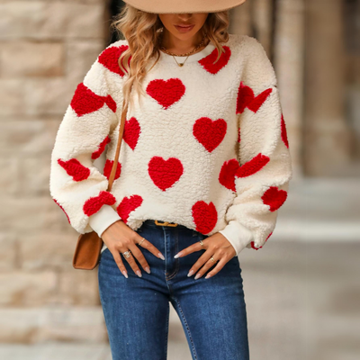 Nina - Warmes Sweatshirt mit Herzmuster