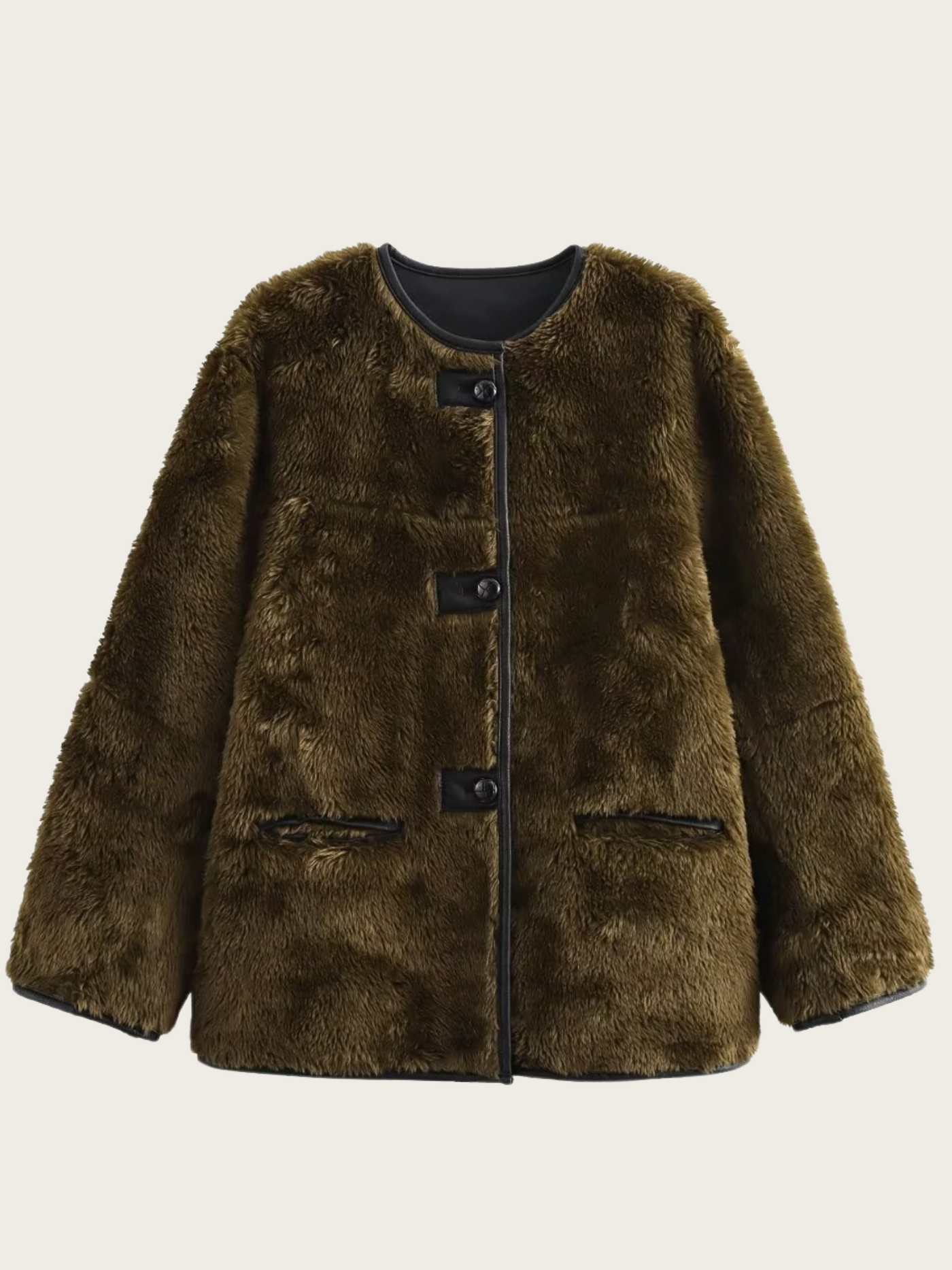 Damen-Teddyjacke mit Knopfverschluss - Agnes