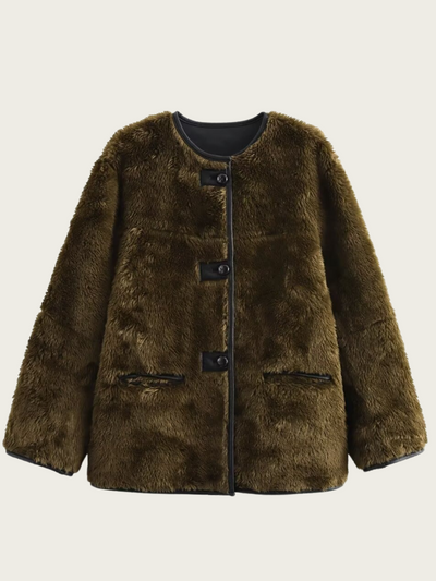 Damen-Teddyjacke mit Knopfverschluss - Agnes