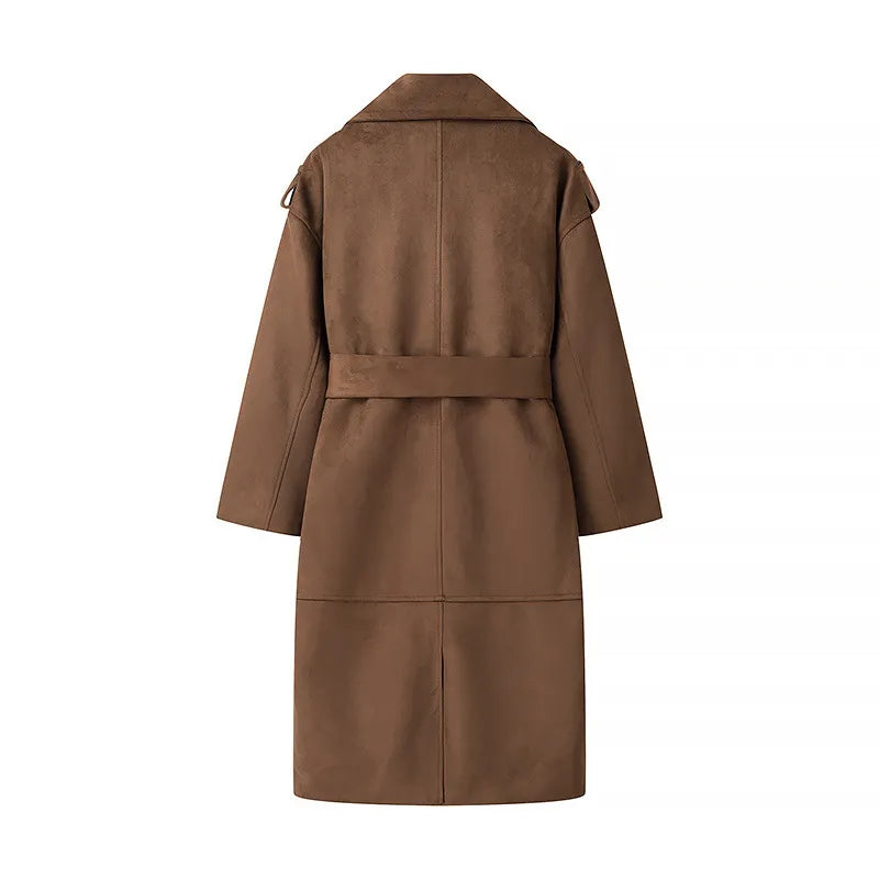 Zweireihiger Trenchcoat mit Samtaufschlägen - Alana