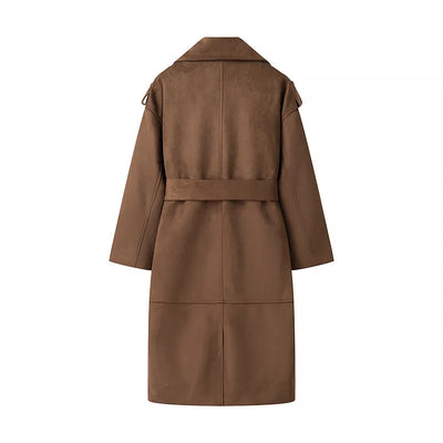 Zweireihiger Trenchcoat mit Samtaufschlägen - Alana