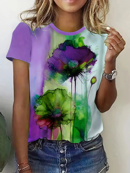 Fabienne - T-Shirt mit Blumendruck und kurzen Ärmeln