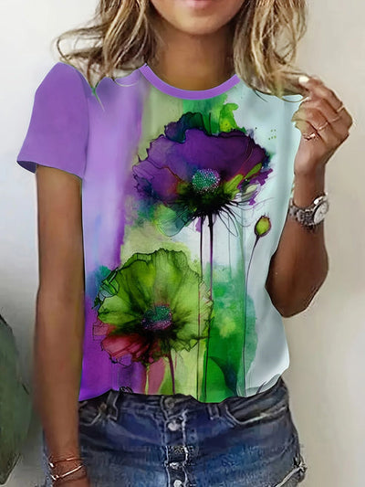 Fabienne - T-Shirt mit Blumendruck und kurzen Ärmeln