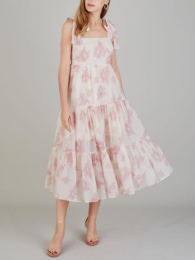 Lara - Einzigartiges Midikleid mit Retro-Blumendruck und Schnürung
