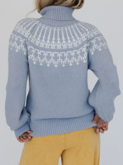 Clarice - Langärmeliger Pullover mit kontrastierendem Rollkragen