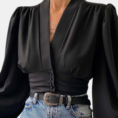 Alondra - Modische Puffärmel-Bluse mit V-Ausschnitt