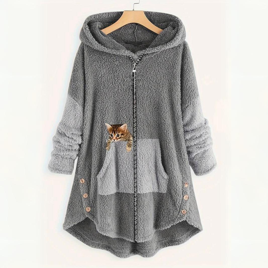 Loes - Warmer flauschiger Katzen-Hoodie