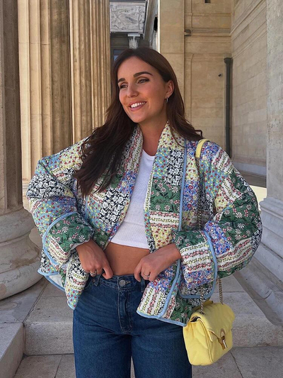 Elowen - Vintage Patchwork Damen Blumenjacke
