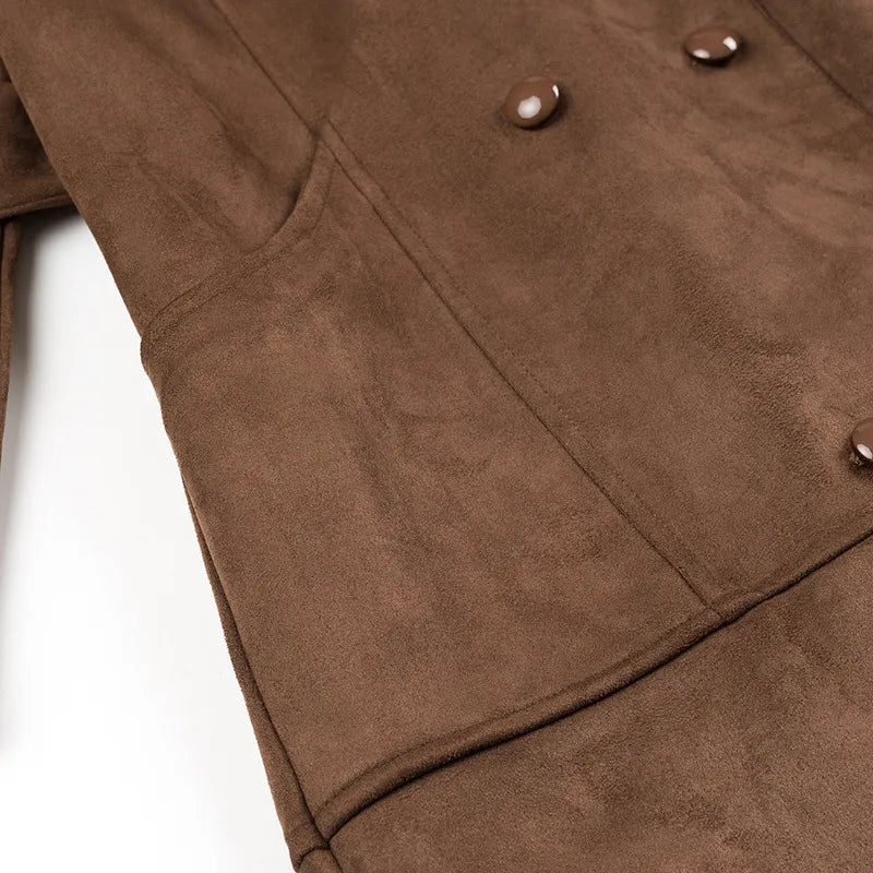 Zweireihiger Trenchcoat mit Samtaufschlägen - Alana
