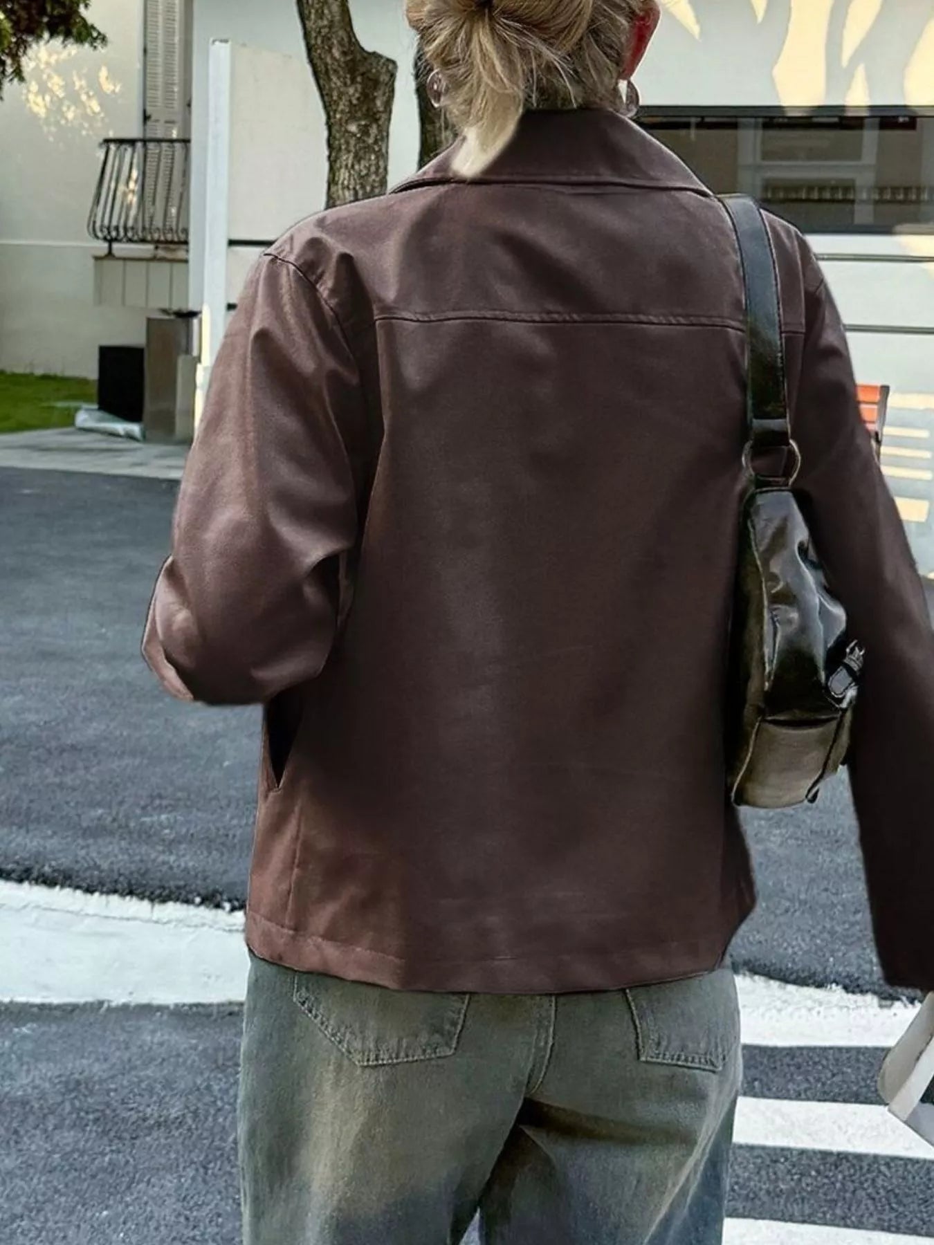 Damenjacke mit Ledereffekt und Frontreißverschluss - Kendra