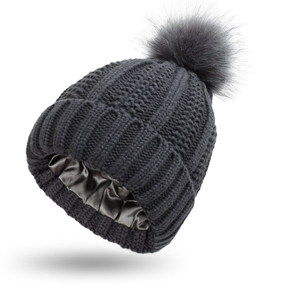 Damenstrickmütze mit Bommel - Daitonna