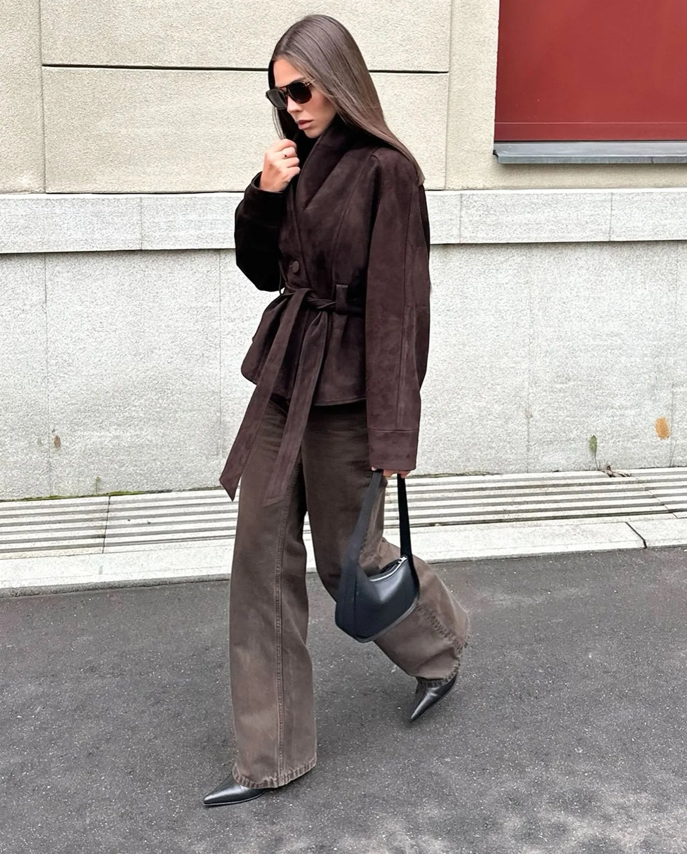 Retro-Wildlederjacke mit langen Ärmeln - Valentina
