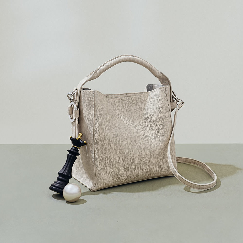 Echtes Leder Damen Eimertasche strukturiertes Design - Hellblau