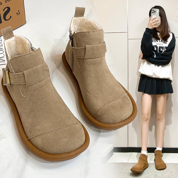 Damen-Winterstiefel aus Wildleder mit seitlicher Schnalle - Estelle