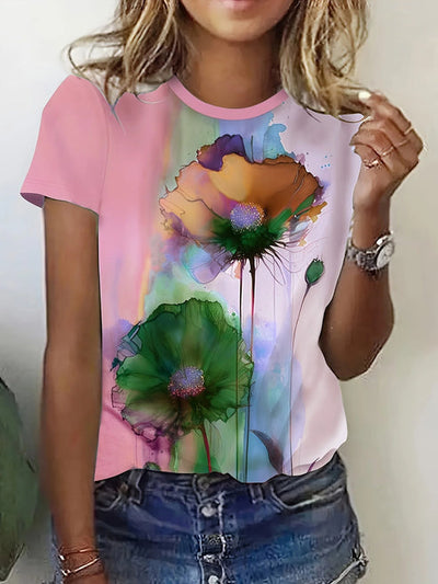 Fabienne - T-Shirt mit Blumendruck und kurzen Ärmeln