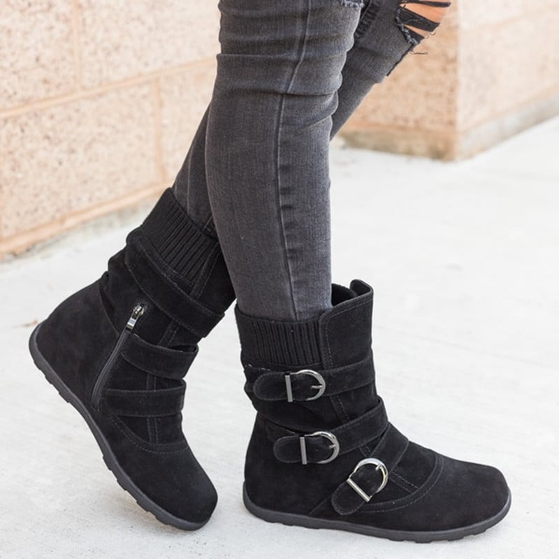 Freizeitstiefel für Damen mit Schnallen und Wildlederdetails - Amelie