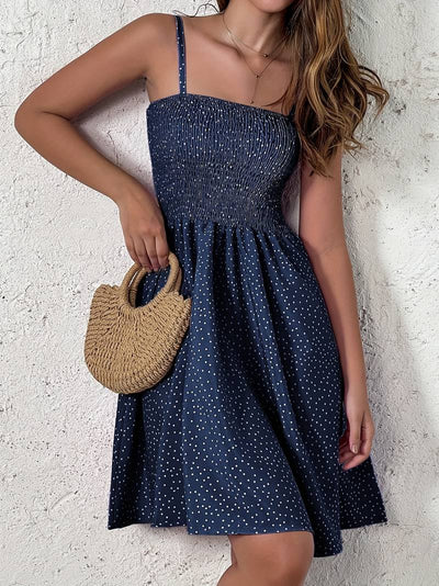 Wilhemina - Gesmoktes Kleid mit Punkten