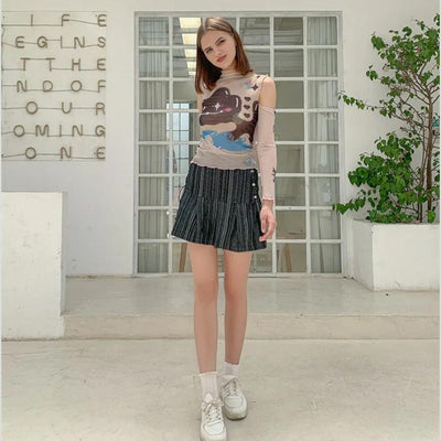 Nina - Transparentes Langarmshirt mit abstraktem Print