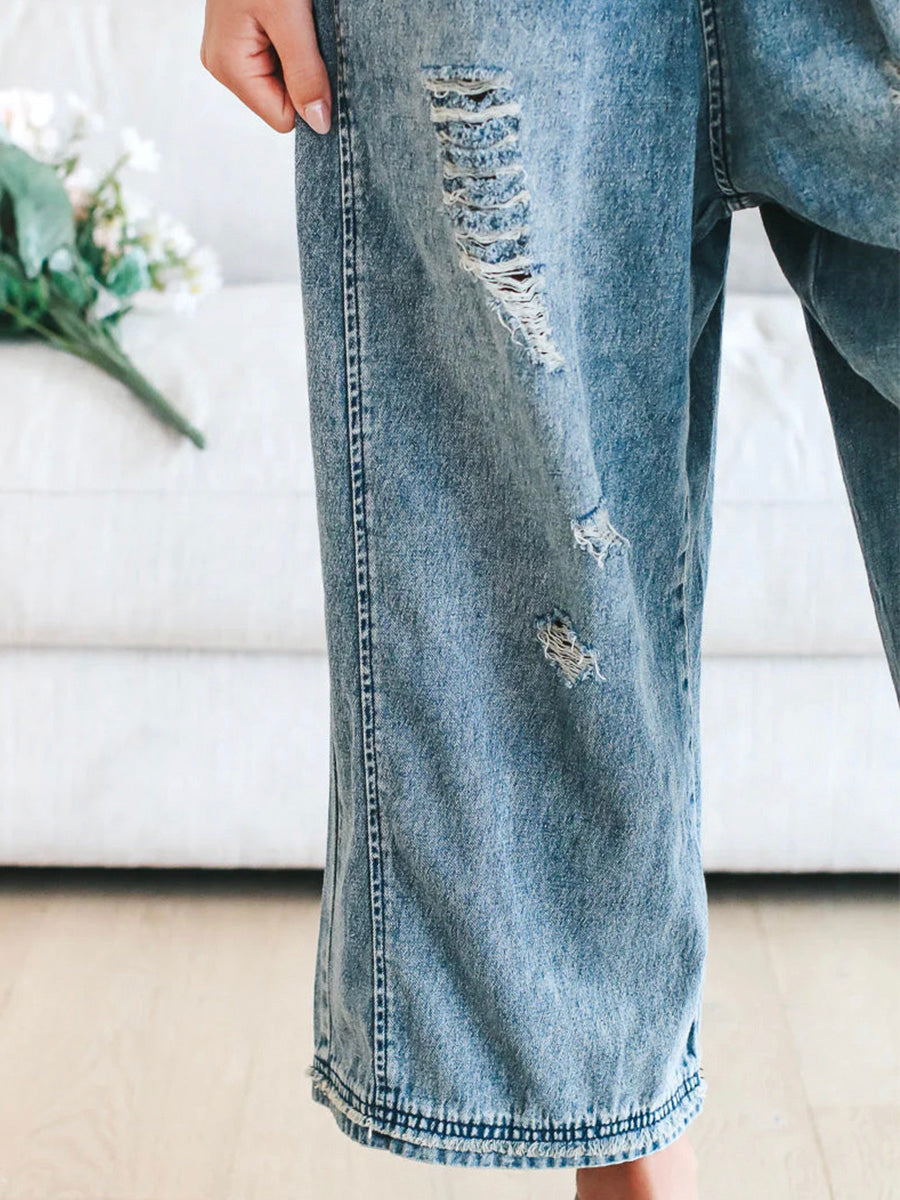 Lockere Passform, Used-Look-Jeansoverall - Jenna