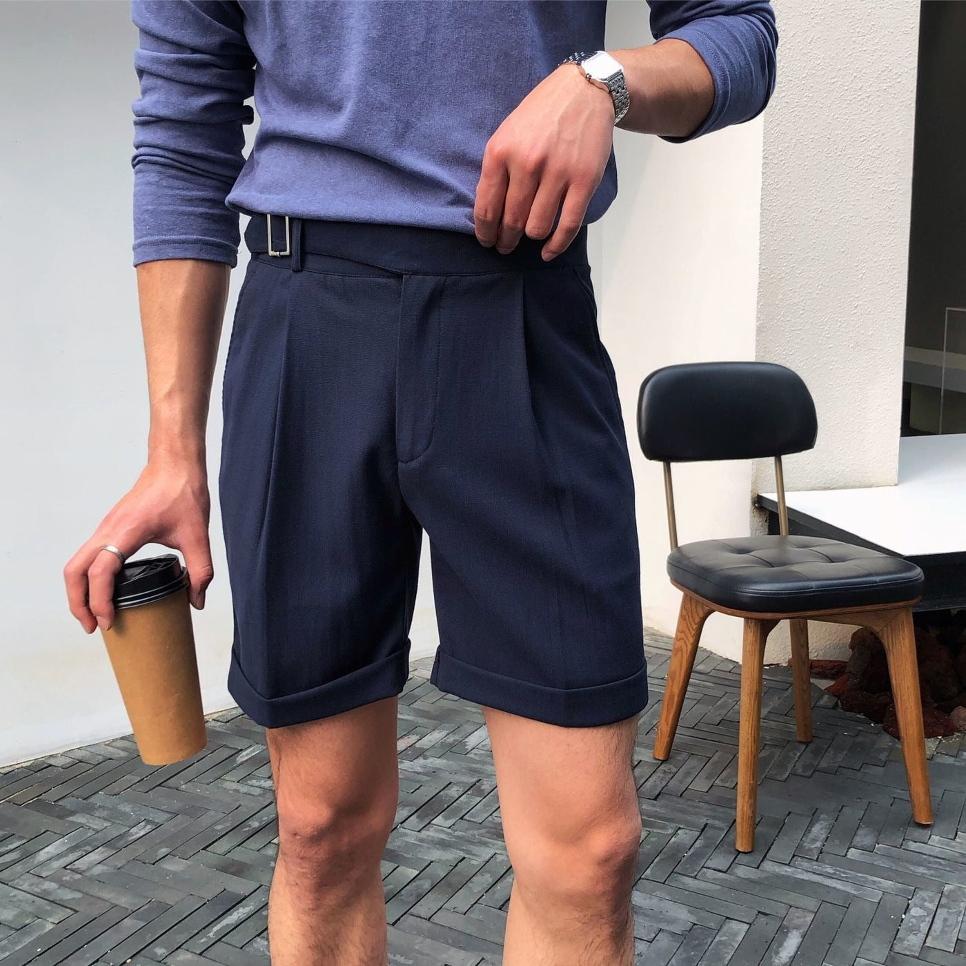 Herren Shorts mit hoher Taille und eleganten Falten - Lorenzo