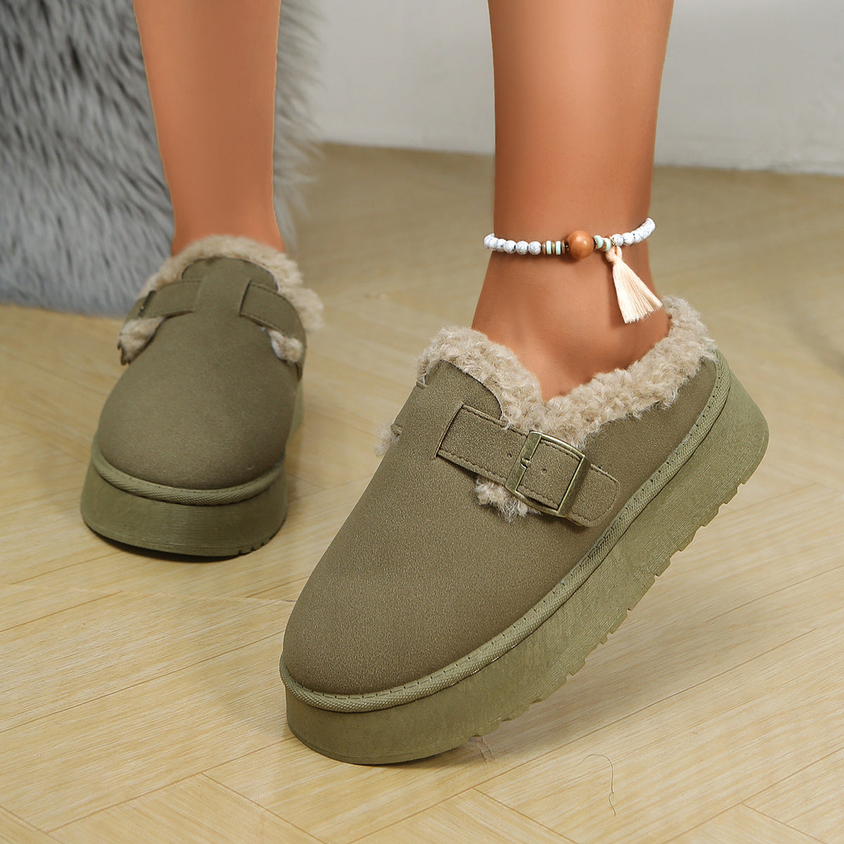 Damen Winterclogs mit Schnalle und Fellfutter - Sabine