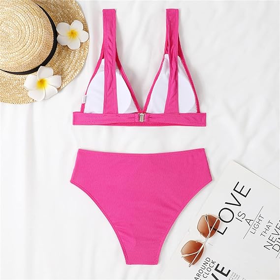 Ocean Chic - Bikini-Set mit Neckholder Knoten und einfarbigem Design
