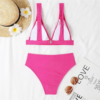 Ocean Chic - Bikini-Set mit Neckholder Knoten und einfarbigem Design