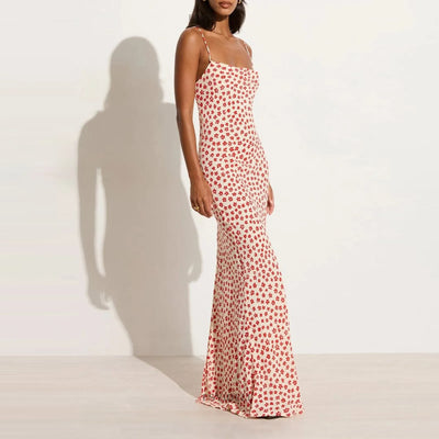 Lenay - Trägerkleid mit Blumendruck, überkreuzt, langes Sonnenkleid