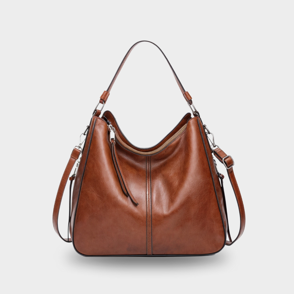 Große Hobo-Tasche mit Reißverschluss und verstellbarem Riemen für Frauen - Leonor
