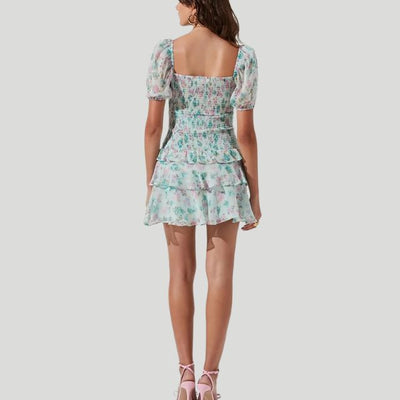 Fioby - Florales Rüschen-Minikleid mit Puffärmeln