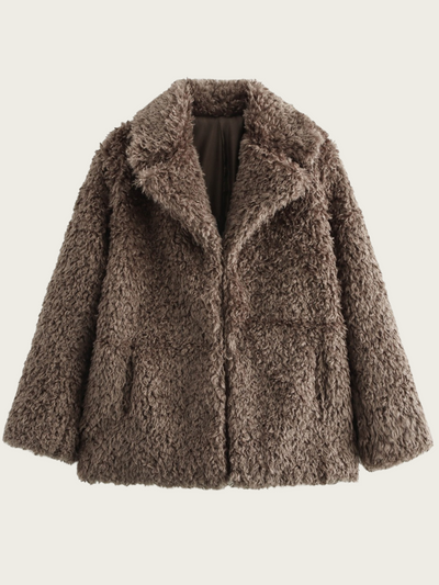 Damen Fleecemantel mit breitem Revers - Daria