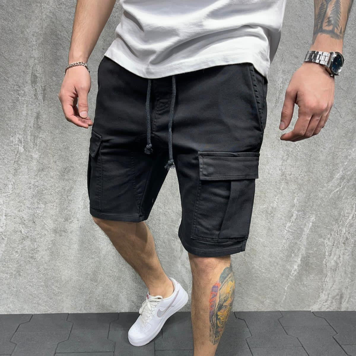 Herren-Shorts aus Baumwolle mit Cargotaschen - Dario