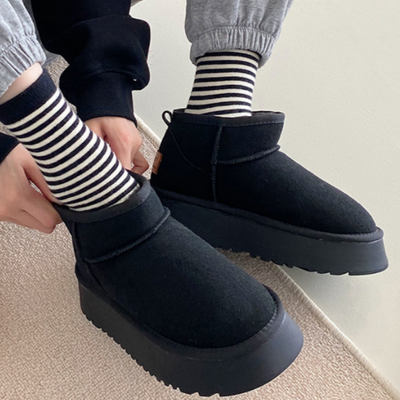 Damen-Winterstiefel aus Wildleder mit dicker Sohle - Helena