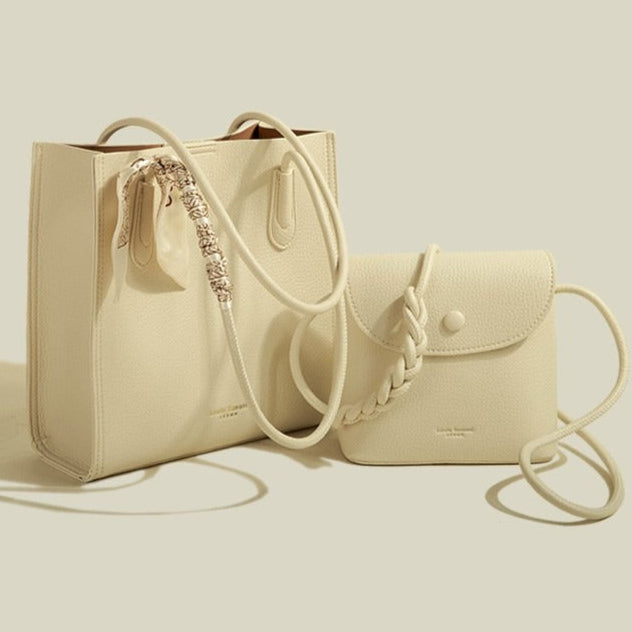 Damen Shopper Tasche aus strukturiertem Lackleder mit Crossbody Tasche - Renata