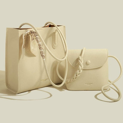 Damen Shopper Tasche aus strukturiertem Lackleder mit Crossbody Tasche - Renata