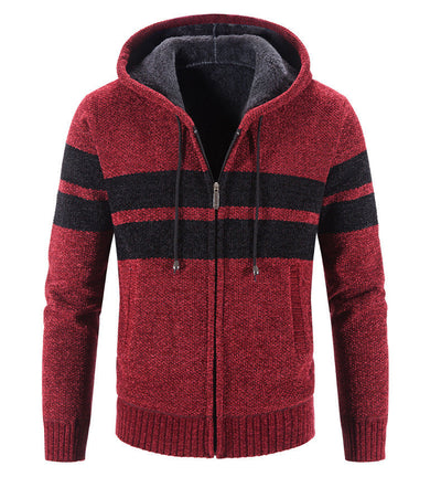 Herrenstrickjacke mit Kapuze und Thermofutter - Tobias