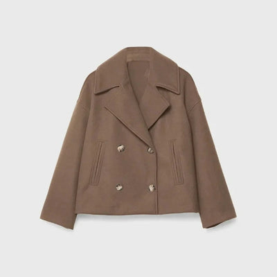 Kurze Damen-Wolljacke mit doppelreihigen Knöpfen - Heidi