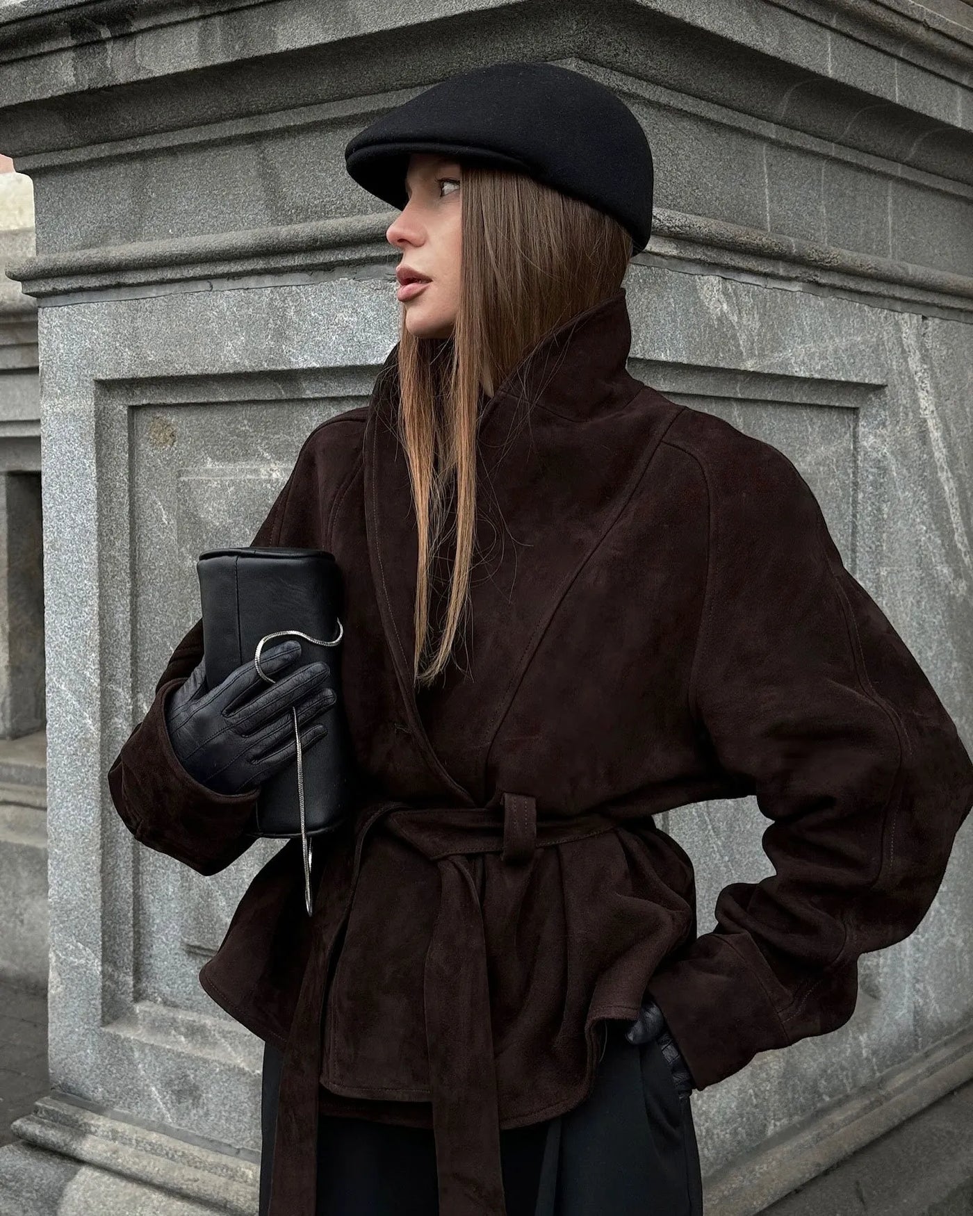Retro-Wildlederjacke mit langen Ärmeln - Valentina