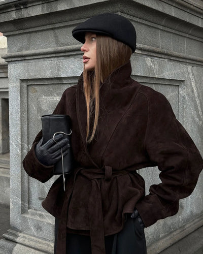 Retro-Wildlederjacke mit langen Ärmeln - Valentina